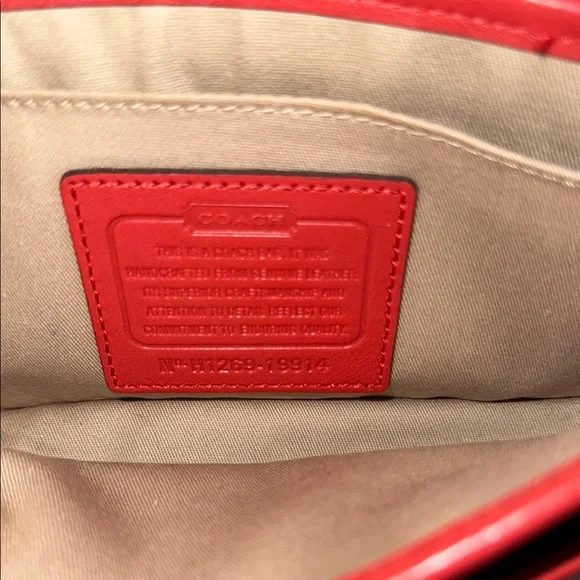 Coach Red Leather Crossbody Bag with Silver Hardware